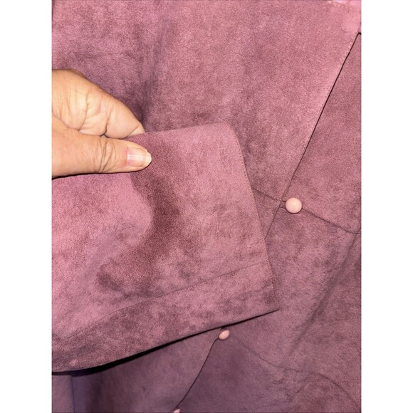 Baron Peters Vintage Ultrasuede Skirt Suit Set 16 Lined Button Zip Mauve Pink - Picture 4 of 12
